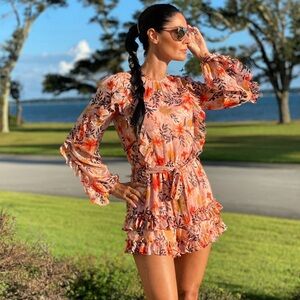 Aqua Floral Print Skort with belt!